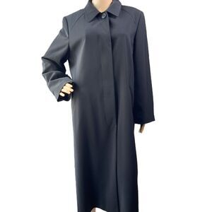 Portrait Blue Long Single Breasted Button Closure Overcoat Coat Size Petite 12